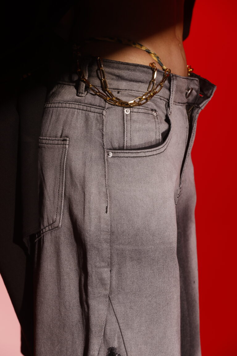 shadow slash ruche denim