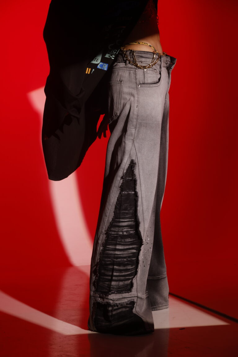 shadow slash ruche denim