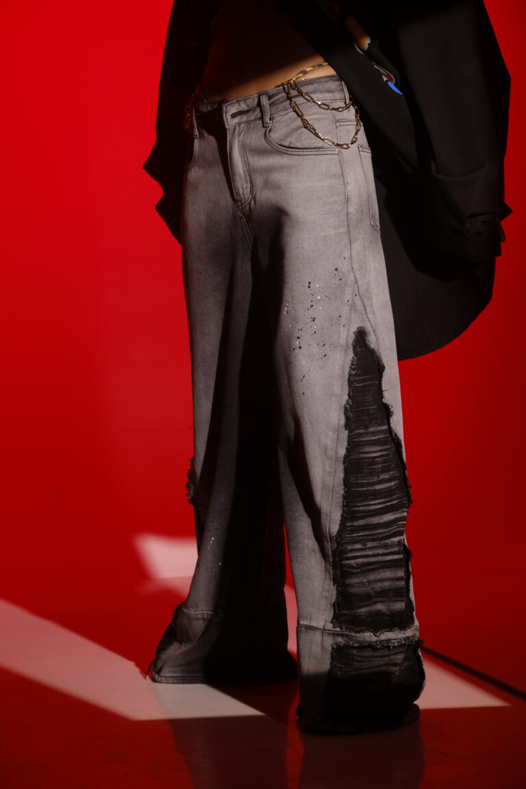 shadow slash ruche denim