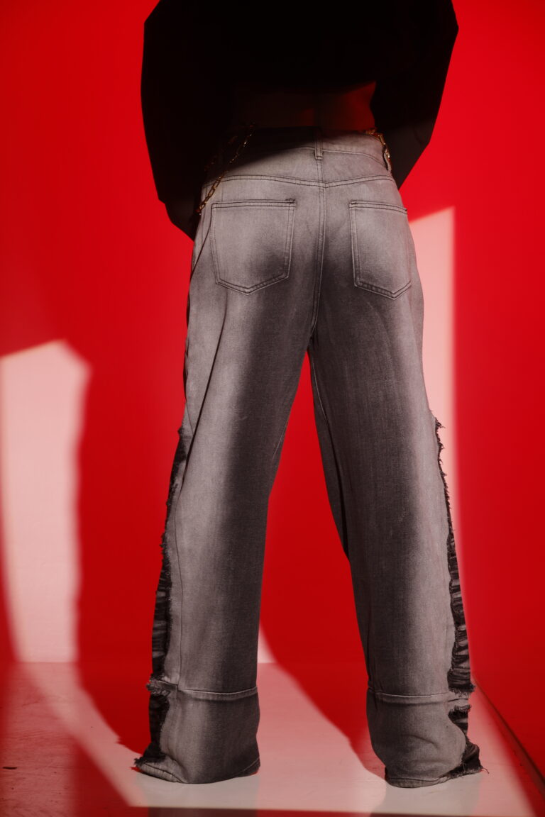 shadow slash ruche denim